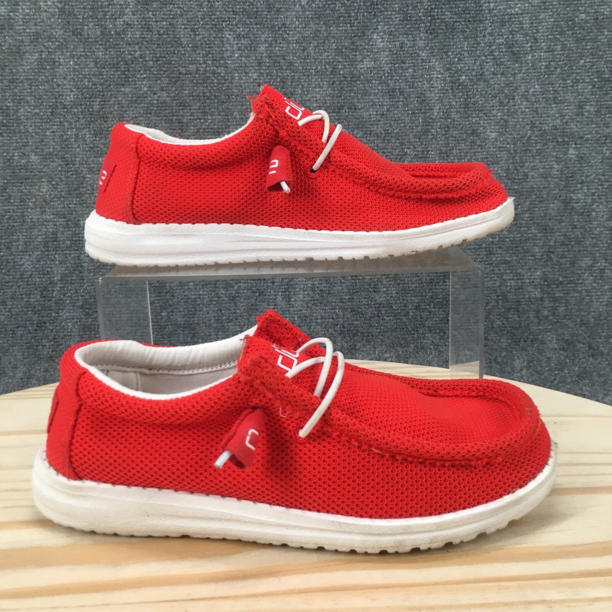 Hey Dude Shoes Mens 38 Wally Sox Flame Comfort Casual Sneakers Red Fabric  Sip On