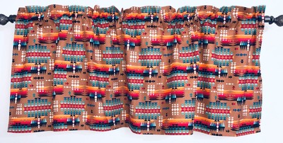 Southwestern Valance Southwest Desert Geometric Print Farmhouse Kitchen Curtain