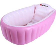 Intime Inflatable Infant Baby Toddler Bathtub Pump Portable Pink Plastic
