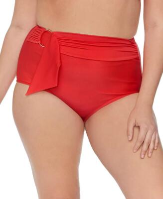 Raisins Curve Women's Red Trendy Plus Size High-Waisted Bikini Bottoms Size 16W
