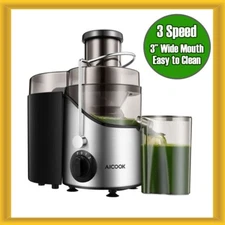 AICOOK Compact 3 Speed Centrifugal Fruits Vegetables Juicer Extractor 400W