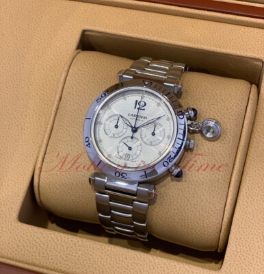 Cartier W31030H3 Pasha 38mm Chronograph Automatic Silver Dial