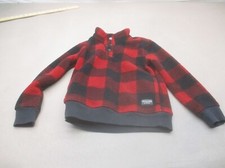 Abercrombie Fitch Size 7-8 YRS Kids Unisex Plaid 1/2 Snap Sherpa Pullover 679