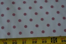 By 1/2 Yd, 60" Wide, Mauve Polka-Dots on White Light-Weight Poly-Cotton, L16