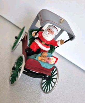 Vtg Here Comes Santa Festive Surrey # 12 In Series 1990 Christmas Tree Ornament