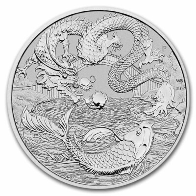 2023 Chinese Myth & Legends Dragon & Koi 1 oz .999 Silver $1