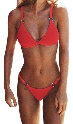 String Bikini Red Sexy Adjustable, Bright, Colorful, Cheeky, Two Piece, Cute - Picture 14 of 15