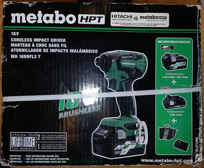 Metabo 18v cordless impact driver. Model wh18dbfl2t