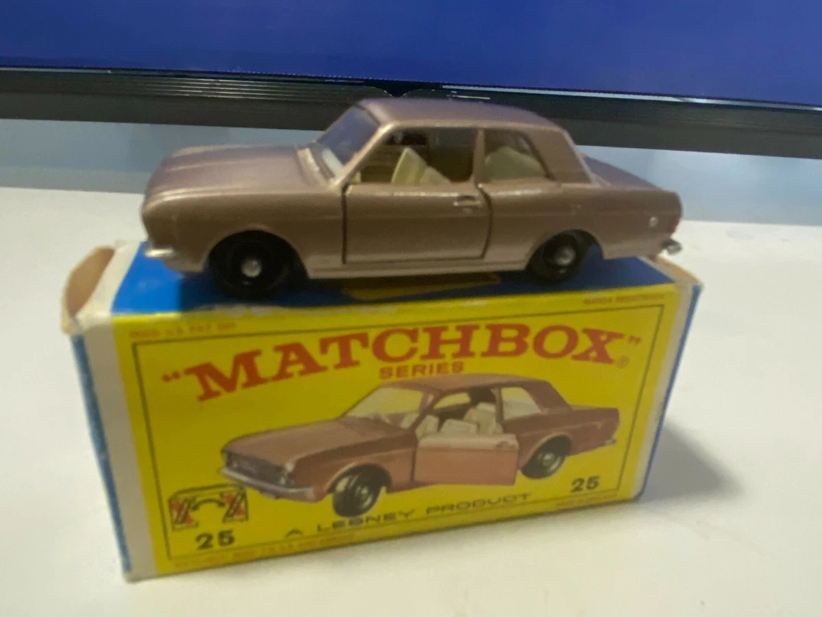 VINTAGE MATCHBOX LESNEY 25 FORD CORTINA BROWN NEVER PLAY WITH