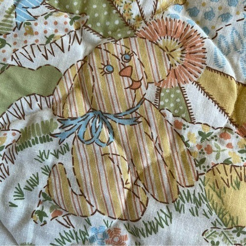 Vintage Sears ABC 123 Puppy Cat Duck Farm Quilted Crib Blanket Ruffled 33.5”x42” - Picture 6 of 11