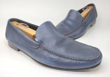 Prada Made In Italy Men's Size 8 Slip On Shoes Leather Navy Blue Loafers 