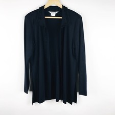 Exclusively Misook Womens Size Medium Open Front Duster Cardigan Black Knit