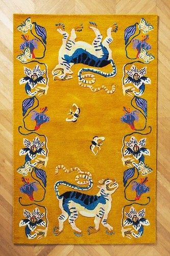 Tufted Dragon Rug Handmade 100% wool rug tibetan tiger rug yellow tiger rug - Afbeelding 1 van 3