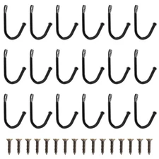 Auvotuis 24Pcs Single Iron Hooks, Decorative J Shaped Wall Mounted Single Coa...