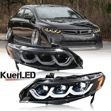 Full Led Drl Headlights For 2006-2011 Honda Civic Sedan Front Lamps Assembly