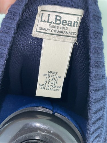 L.L. Bean Men's Sz Large 100% Cotton Blue V-Neck Sweater Pullover - Picture 6 of 6