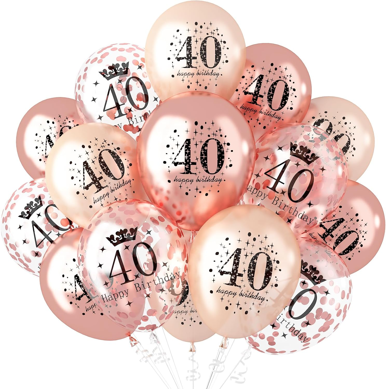40Th Birthday Party Decorations for Women - Rose Gold Balloons and Chrome Party