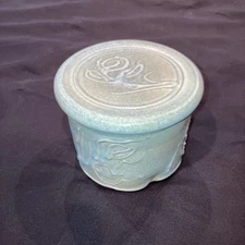 French Butter Teal Keeper Ceramic Crock Butter Bell Handmade Pottery Signed