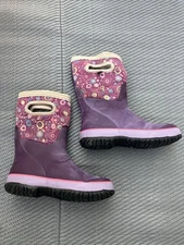 Bogs Youth Girls Purple  Waterproof Rain Outdoor Boots K Grasp Circle Size 3