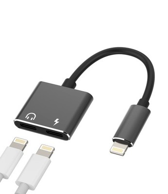 for iPhone Headphone Adapter Dongle(2in1) Dual Lightning Jack Splitter Audio ...