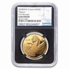 2018 British Virgin Islands 1 oz Gold Pegasus Gem Proof NGC 4533.87 per troy oz