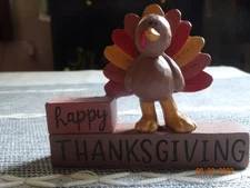 NEW BLOSSOM BUCKET “HAPPY THANKSGIVING” BLOCK WITH TURKEY