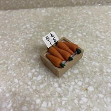 Dollhouse Miniature Carrots in Wooden Crate   1:12 Scale Farmers Market Stand