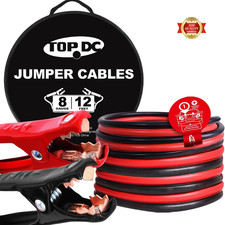 8 Gauge 12 Feet Jumper Cables For Car Battery Heavy Duty Automotive Booster Cab