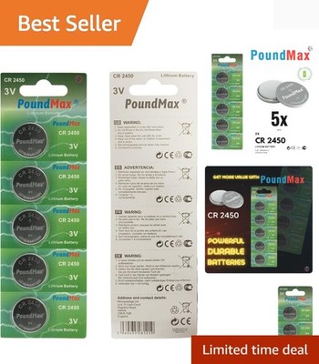 CR 2450 Batteries 3v Lithium Button Cell Battery Combo Pack - 5 Count