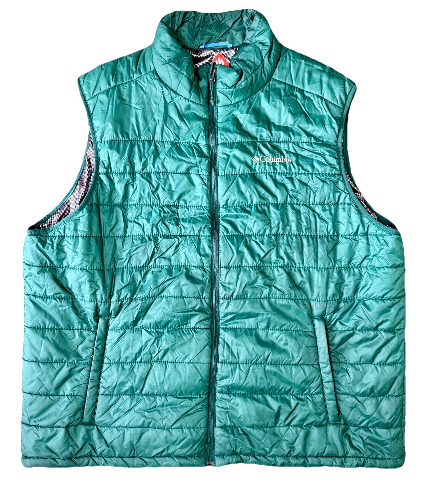 Columbia Omni-Heat Insulated Puffer Vest Mens XXL Green Zip Lightweight Outdoor