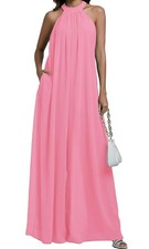 Women's Elegant Halter Neck Backless Chiffon Wide Leg Jumpsuit