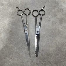 Vintage Barber Hair Shears and Standard Cutting Scissors Stainless Steel