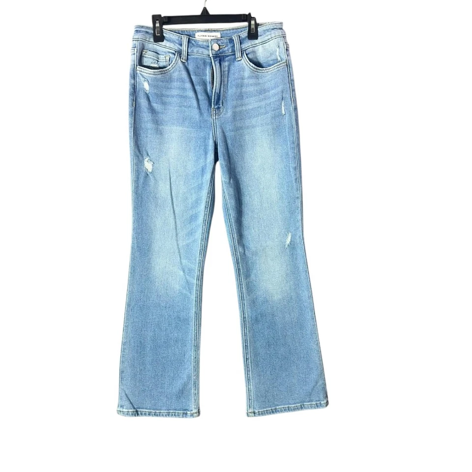 Jeans Flying Monkey lavado claro recortados pierna recta talla 28 Foto 3 de 4
