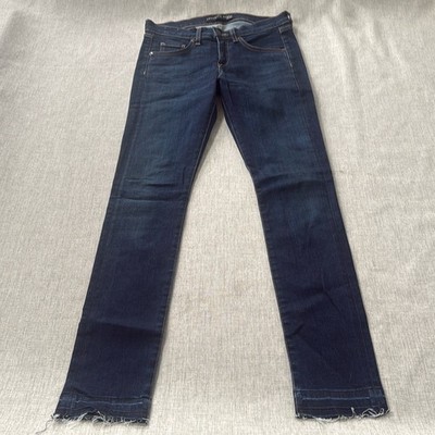 Veronica Beard Brooke Skinny Mid Rise Denim Jean Size 28 Dark Wash raw hem