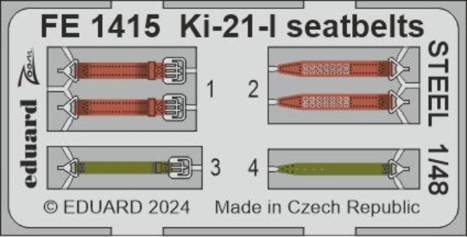 Eduard Accessories FE1415 - 1:48 Ki-21-I Seatbelts Steel 1/48 ICM - New