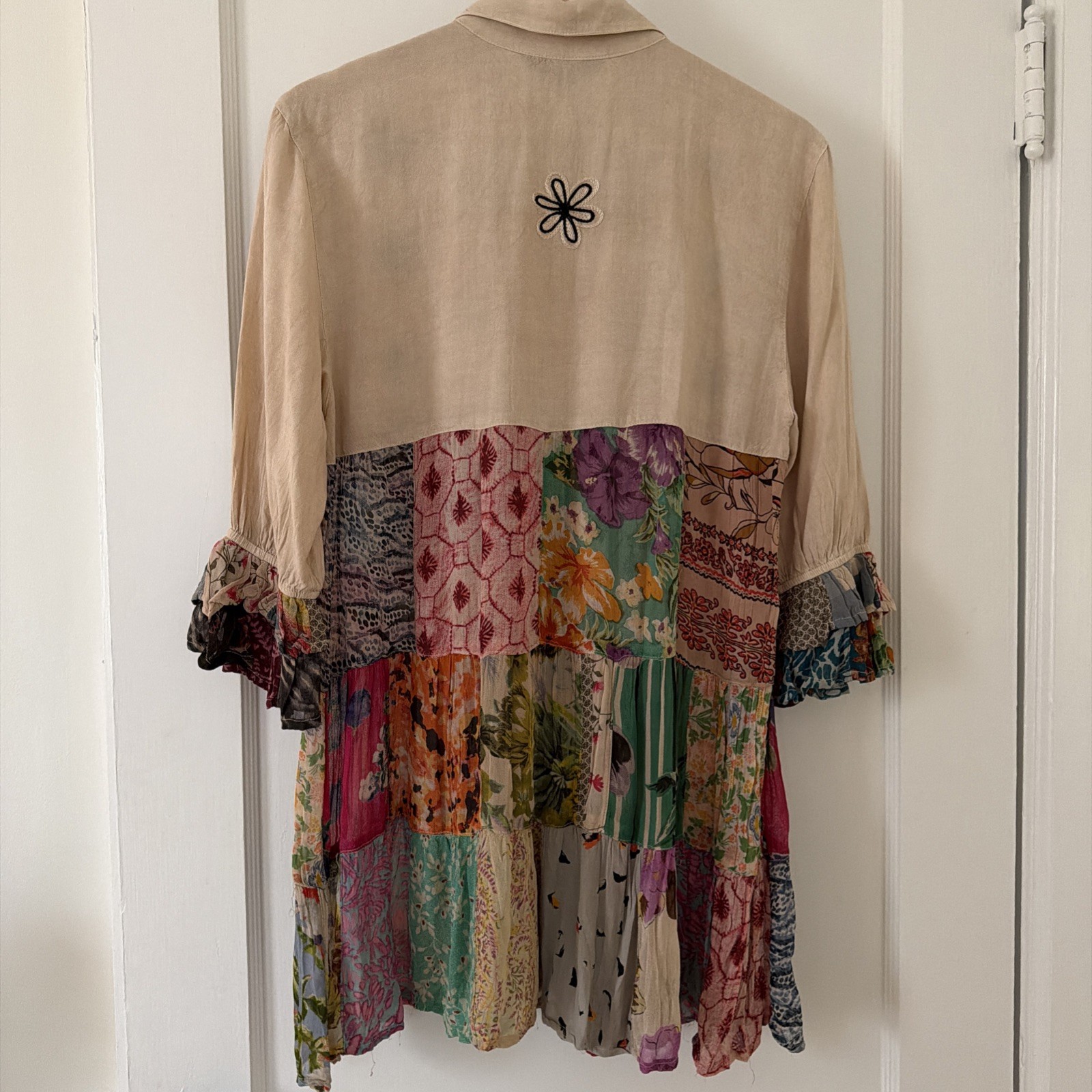 Young Threads S Tan Patchwork  Ruffle Slvs Top Em… - image 8