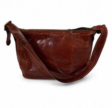Borsa a tracolla vintage Larella Vera Pelle pelle cognac marrone Italia fiorentina