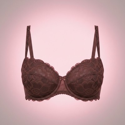 New Balconette Bra, Detachable Straps, Silicon Band ROSME  Size:32DDD