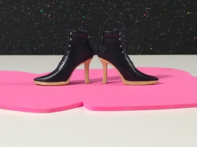 BRATZ DOLL BOOTS  FUNK OUT JADE BLACK TAN HIGH HEEL ANKLE BOOTS MGA VHTF