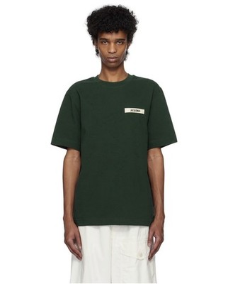 JACQUEMUS LE TSHIRT GROS GRAIN TSHIRT SIZE SMALL DARK GREEN MENS 