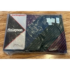 Vintage 1980s Finlayson Burlington Full Bedsheet Fitted Dark Blue Striped NIP
