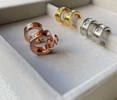 Mimco Estrid Hoop Earrings Rose Gold Silver