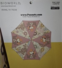 Snoopy  Woodstock Umbrella - Peanuts - Flowers - Bioworld - Rain - Sun - NEW