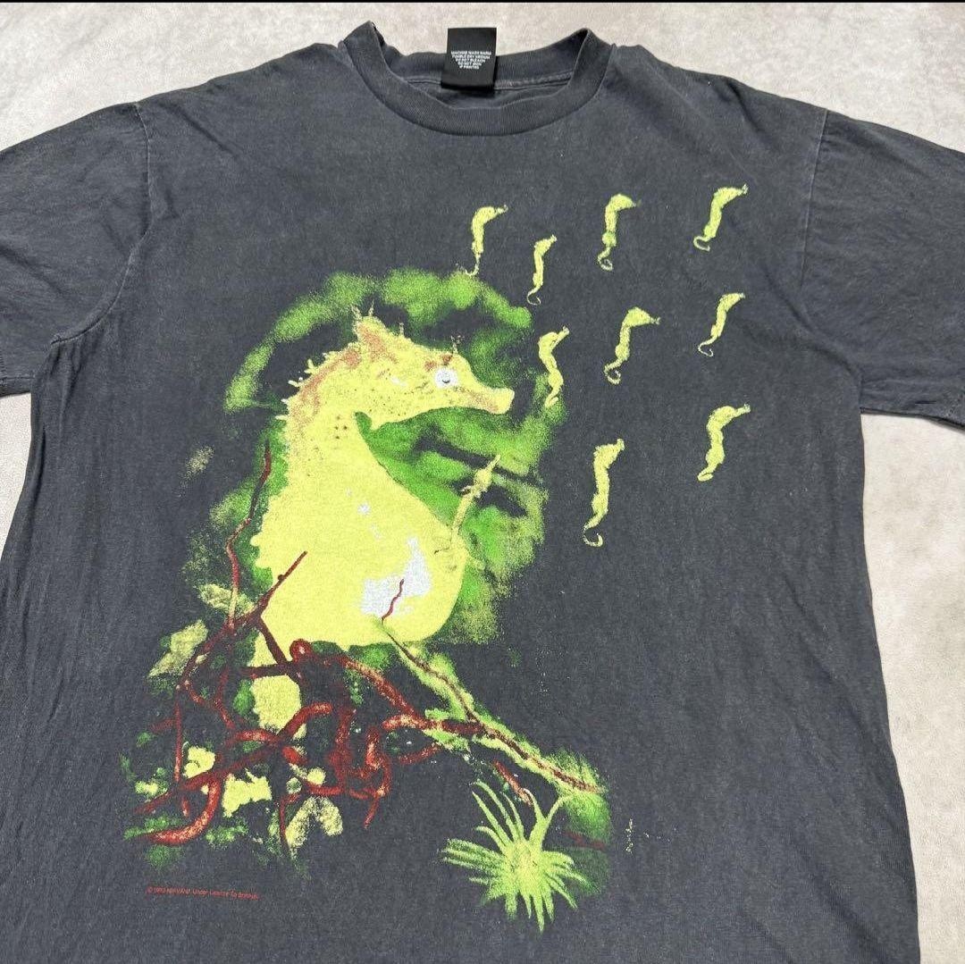 Vintage Nirvana Seahorse Graphic Double-Sided Print Tee Used Short Sleeve Top