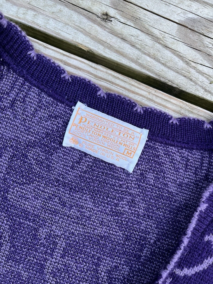 Cárdigan Pendleton Vintage Floral Lana Púrpura Hecho en EE. UU. Pequeño Mediano G2U Foto 2 de 4