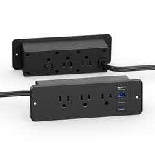 6 Outlets Dual Side Recessed Power Strip With Usb C Ports Furniture Flush Mount