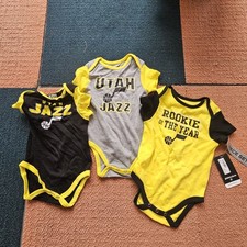 Utah Jazz NBA Baby Romper Set 3M-6M Basketball Set Of 3 BodySuits X0b