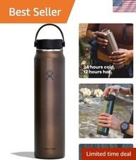 Lightweight 39.9 oz Obsidian Stainless Steel Water Bottle - 24H Cold, 12H Hot