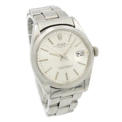 Men's Rolex OP Date SS Silver Sunburst Dial Ref.#1500 34mm Watch #W225421-1