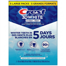 5 x 135mL Crest 3D White Advanced Whitening Toothpaste Arctic Fresh
